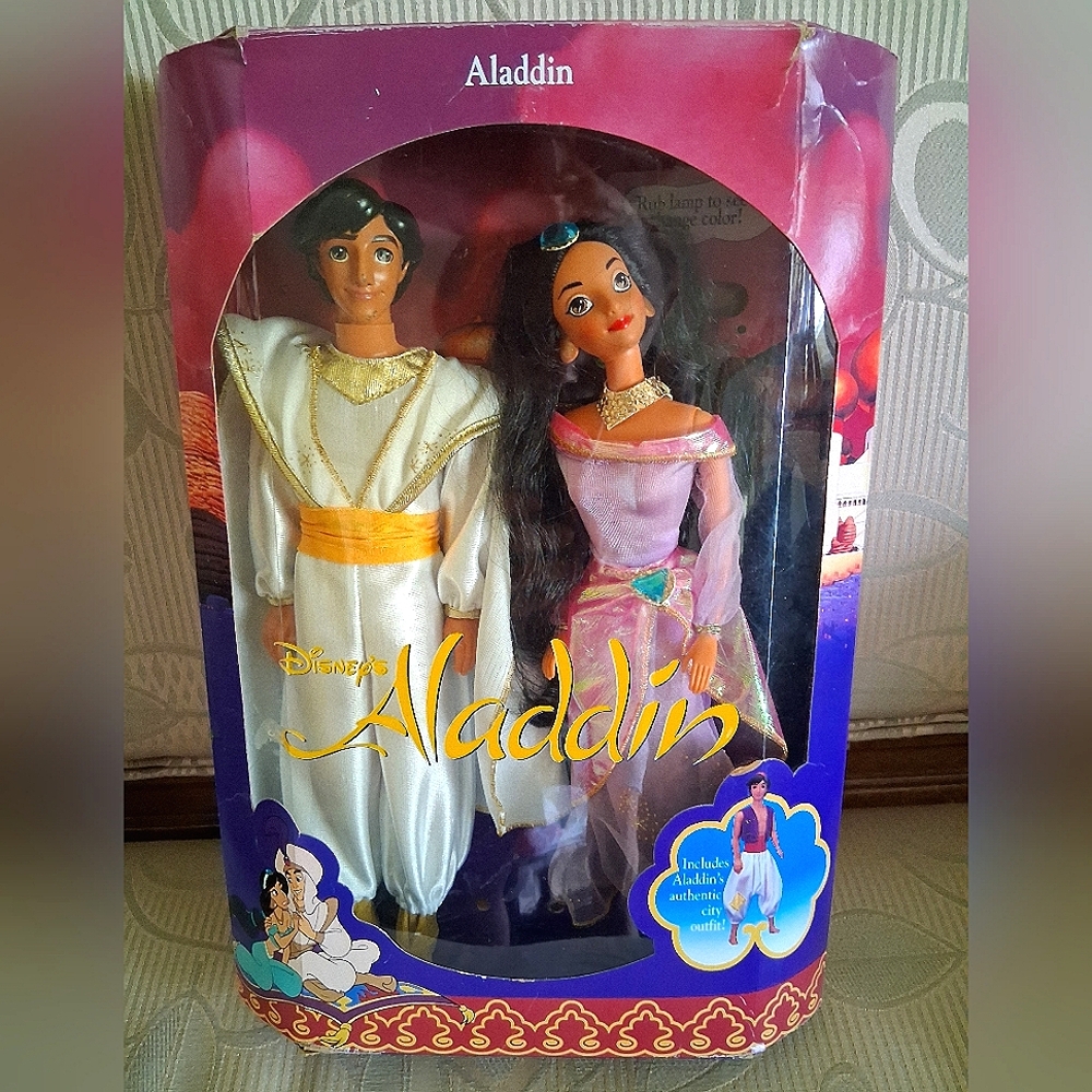 Vintage Disney Classics 1992 Aladdin Doll Plus Added Bonus Jasmine🤗🙊🥰🥰🥰🕺💃